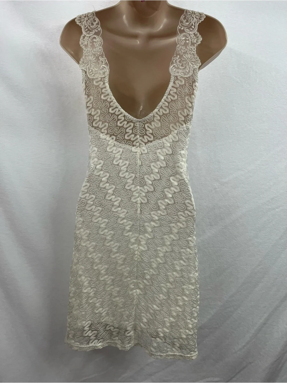 Free People Ivory Lace Trim Slip Dress
